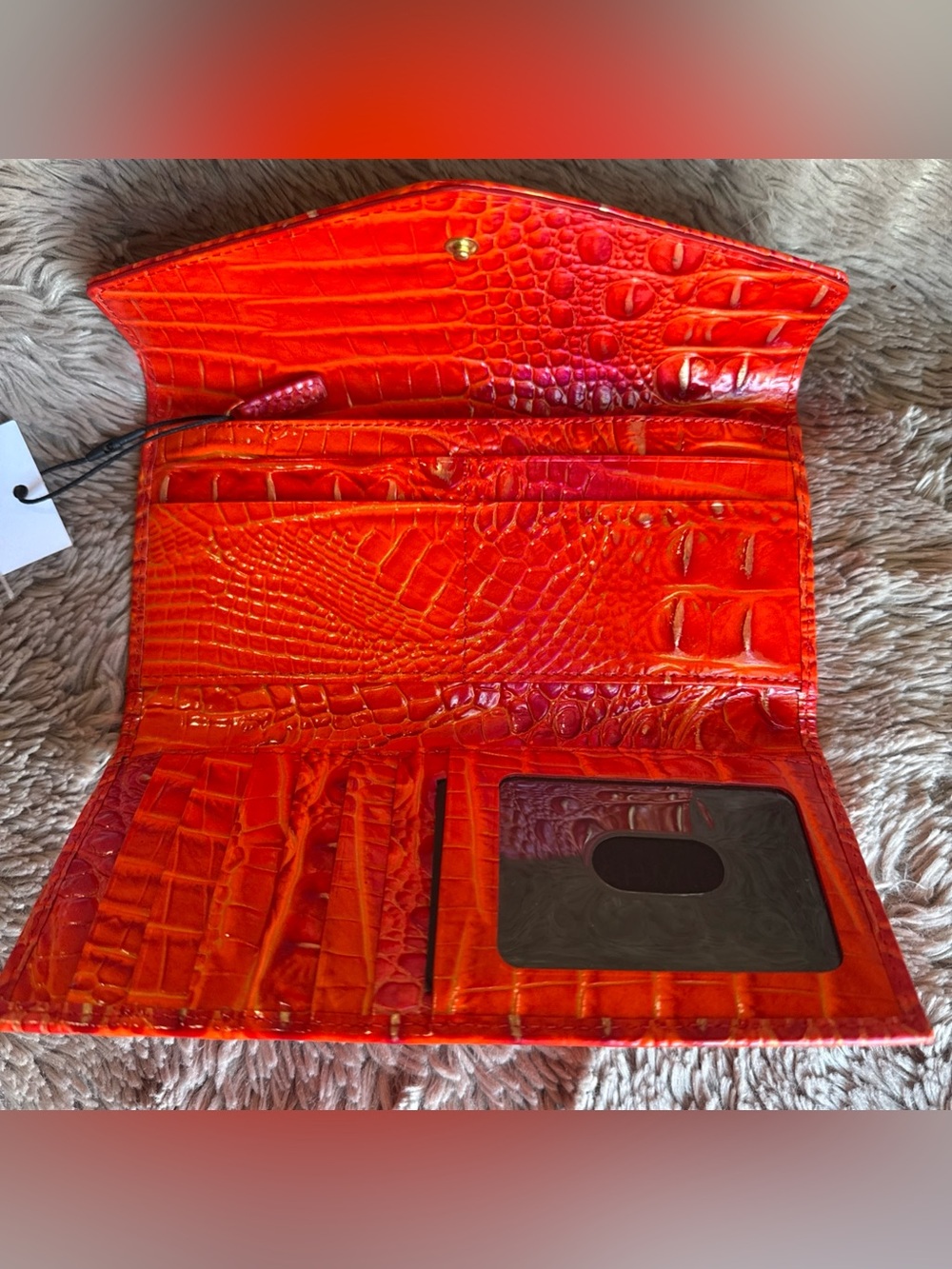 Brahmin Small Elaine FLAME Croc-Embossed Satchel with Matching Wallet - Picture 10 of 14